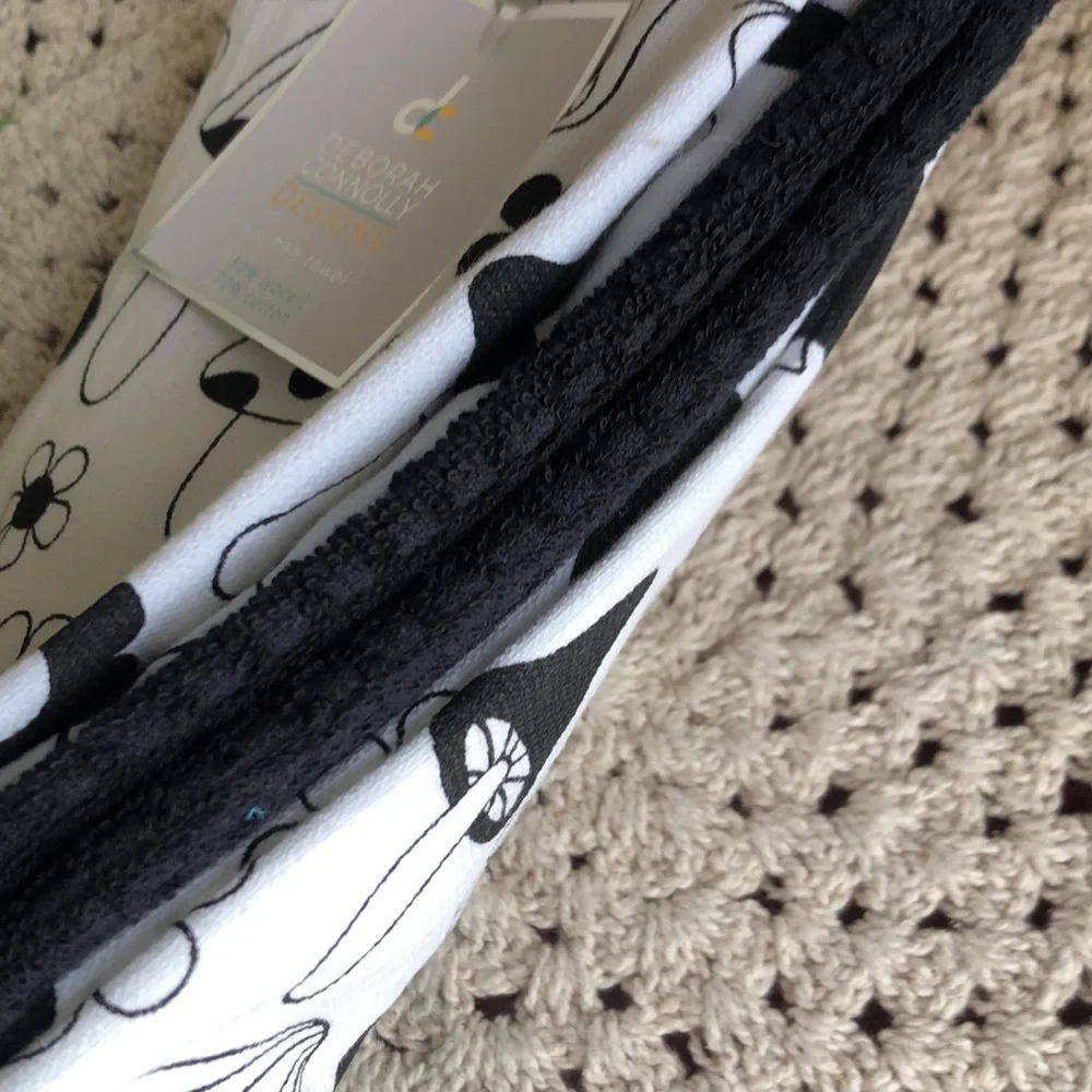 Black and White Mushroom Print Kitchen Towels